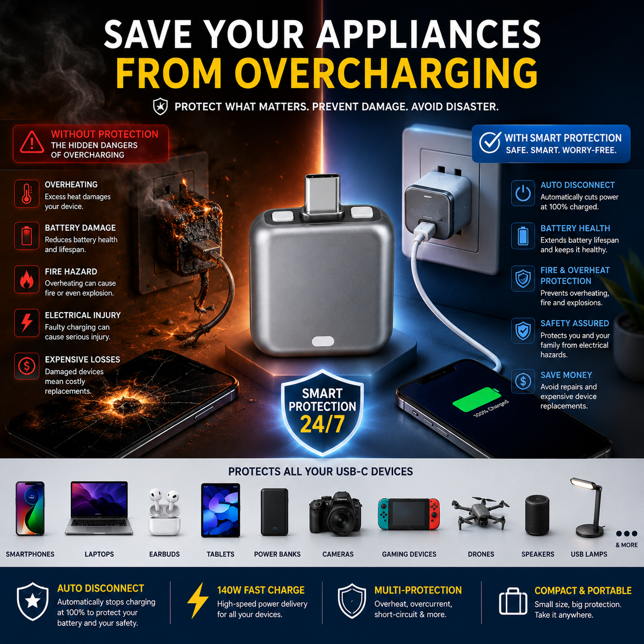 Smart Auto Disconnect USB-C Charging Protector™